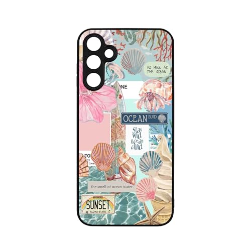 qizjio Coastal Collage Phone Case Shockproof Protective Ocean Seashell Cover for Samsung Galaxy A15