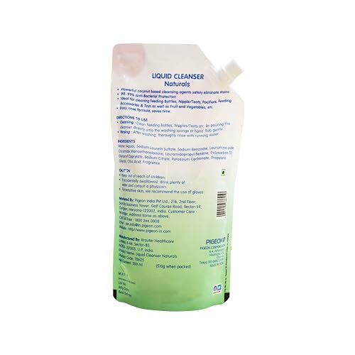Image of Pigeon Liquid Cleanser Naturals Refill 500 ml | pH Friendly | No Added Color & Alcohol | Natural Cleanser for Baby Feeding Bottles, Accessories, Fruits & Vegetables