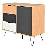 ✅Speicherlösung: Neben der Tischplatte bietet dieser Beistelltisch auch geräumige Schubladen und einen Schrank für Ihre persönlichen Gegenstände. Ein höhenverstellbares Regal im rechten Schrank sorgt für eine entspannte Aufbewahrung.