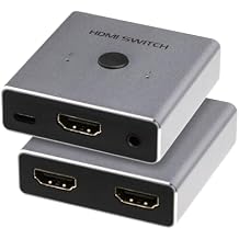 4K HDMI Switcher 2 in 1 Out Plug & Play HDMI Selector for TV, Monitor, Laptop