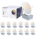POWERASIA 12 Pack 6 Inch Ultra-Thin LED Recessed Ceiling Light with Junction Box, 5CCT Dimmable 2700K/3000K/4000K/5000K/6000K,15W 1200lm Can Killer Downlight-ETL and Energy Star Certified
