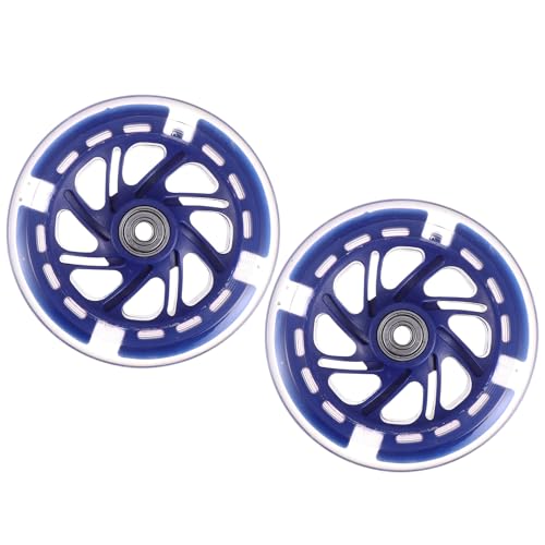 Roues de trottinette lumineuses PU 120mm bleu en lot de 2 de rechange