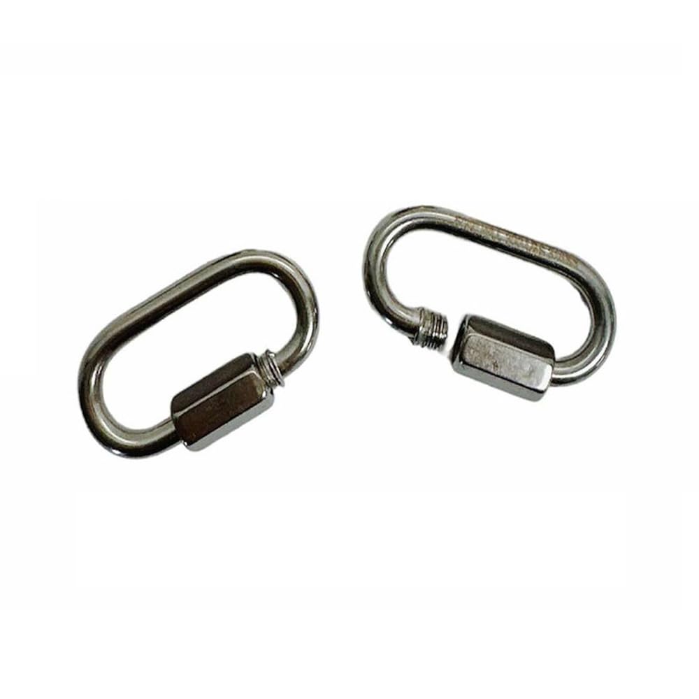 2 Pc 3/8'' Stainless Steel Quick Link 1,600 Lbs Cap WLL Boat Marine SS316 Locking Carabiners Quickdraws