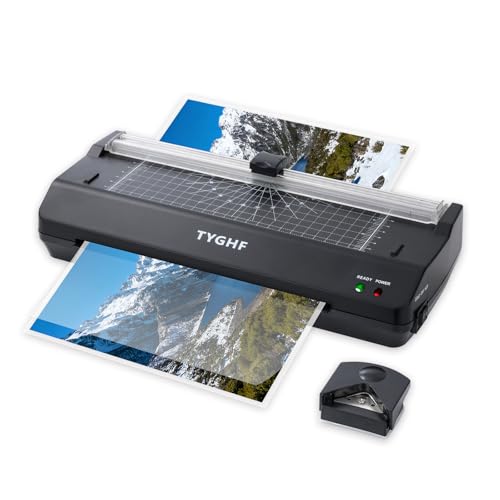 Máquina laminadora A4, laminadora térmica de 9.33 pulgadas con tecnología Never Jam, 100 hojas de laminación, lamina, fotos, tarjetas, documentos, color gris oscuro