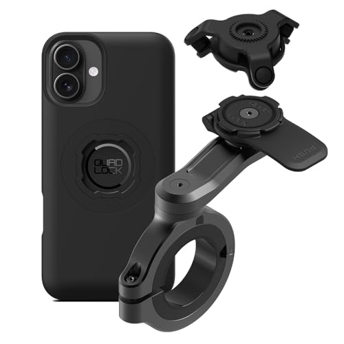 Image of Quad Lock Motorcycle Handlebar Phone Mount PRO - Large with Vibration Dampener and MAG Phone Case for iPhone 16 Plus