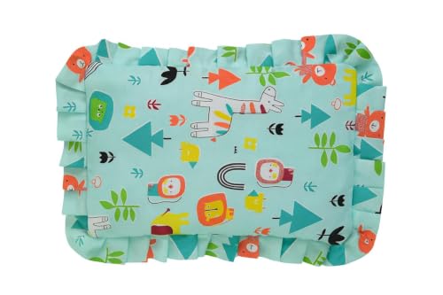 Image of Baby Pillow Jungle Print Cotton Pillow with Mustard Seed Filling (sea Green)
