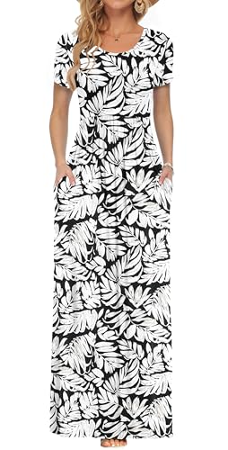 Image of AUSELILY Women's Classic Short Sleeve Loose Plain Casual Long Maxi Dresses for Women 2026