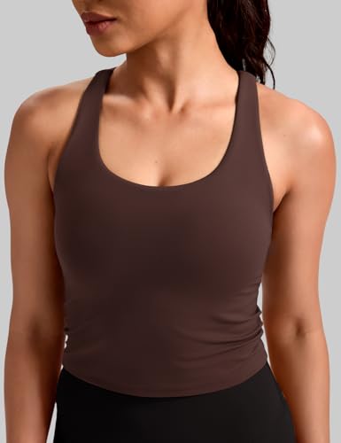 Image of HeyNuts Longline Zeal Bras Medium Impact Wirefree Sports Bras Workout Crop Tank Tops with Removable Pads, A-D Cups