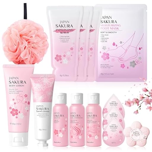 Set de Baño Mujer, 14PCS Sakura Set Baño Mujer, Sakura SPA Kit con Champu|Gel de Ducha|Acondicionador Pelo|Crema Manos|Mascarilla Pies|Body Lotion|Exfoliante Corporal, Cuidado Integral de la Piel | Ya disponible en tu tienda friki favorita! En mundofriki.es!