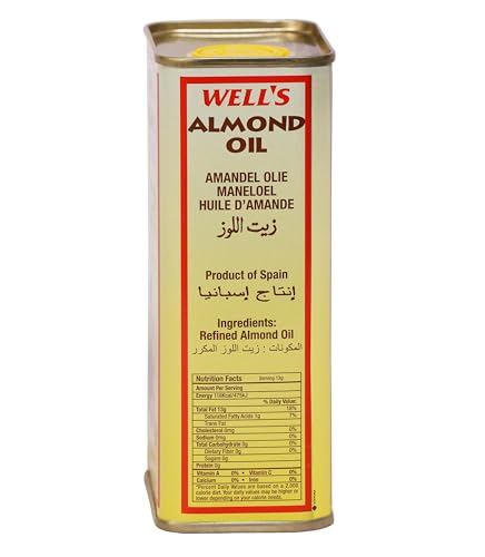 Wells 100% Pure Almond Oil Packed and Imported from Spain 400ML | Sweet Almond Oil for Body, Skin & Hair | Helps Enhance Memory | for New Born Baby Massage | Beauty & Skin Massage
