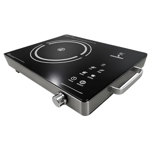 Image of Unicorn Crystal Infrared Cooktop 2200W | Temperature Control | Touch Panel | High Energy Efficient | Strong Handle | Works with ALL Utensils | Compatible with all Cookware (Black)