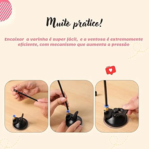 Brinquedo Interativo para Gato Varinha Com Ventosa Fixar Chão Vidro Porta com Bichinho e Guizo (Pass