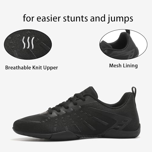 Girls Black Cheer Shoes Lightweight Cheerleading Shoes Youth Cheer Competition Sneakers Athletic Training Dance Tennis Walking Shoes Size Little Kid 13 to Women Size 102