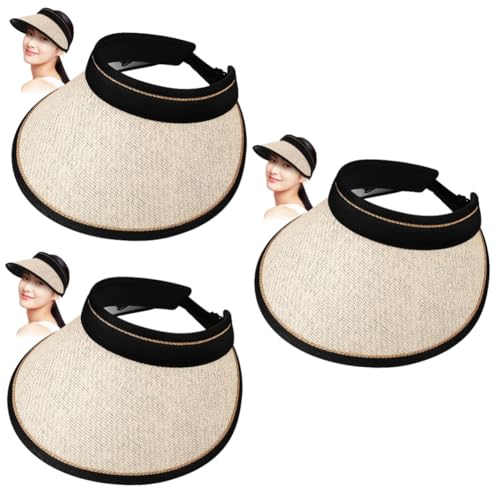 Chapeau de visière large pliable FOMIYES pour la plage et l'extérieur - Lot de 3 pièces