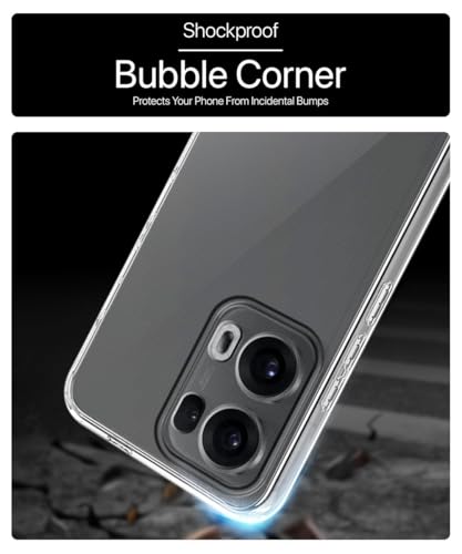 Image of WOW IMAGINE Transparent Back Cover Case for Oppo Reno 13 Pro 5G | Raised Bumps for Full Device & Camera Protection Shockproof TPU Silicone Back Case Mobile Cover - Transparent