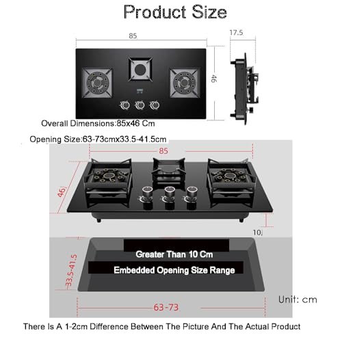 Estufa a gas tres quemadores 850x460 mm de piso miniatura 2