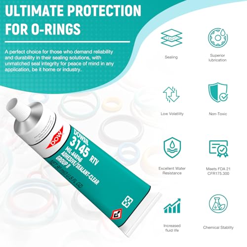 3145 RTV 90ml 3oz Clear Adhesive Sealant Mil-A-46146 Electrical Battery Board Housing Moisture Sealing Non Flow Primerless Adhesion High Strength Group II/III (3145 Clear 90ml)