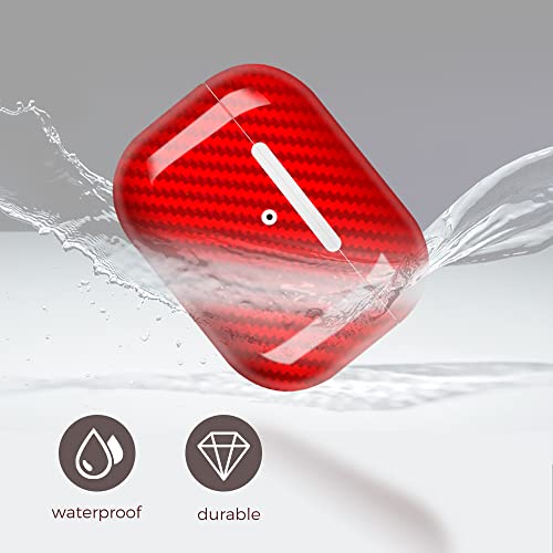 Monocarbon Red Carbon Fiber Case For Airpods Pro, Genuine Carbon Fiber Cover For Airpods Pro Charging Box Ultra Slim Strong Protection.(Glossy Red) #TOP5