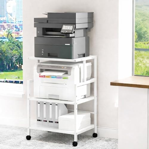 Image of WINSTAR Printer Stand, Solid & Sturdy, Modern Contemporary Look, Space Saving, Made in India (White, 3 Tier)