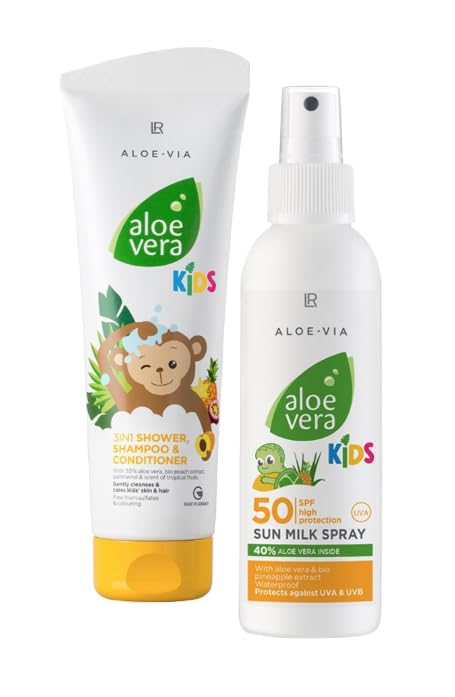 LR Aloe Vera dziecięcy letni zestaw do pielęgnacji ciała, balsam do ciała i krem przeciwsłoneczny (duży)