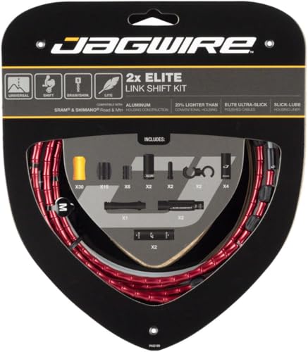 Jagwire Elite Link Shift/Gear Cable Kit (x2 Cables) - Red