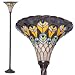 Warehouse of Tiffany TS47-BB75B Tiffany-style Peacock Torchiere, Orange/Blue