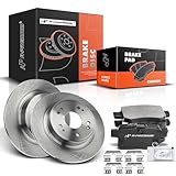 A-Premium 11.09 inch (281.6mm) Rear Solid Disc Brake Rotors + Ceramic Pads Kit Compatible with Honda and Acura Models - Accord 2008-2017, TSX 2009-2014, 6-PC Set