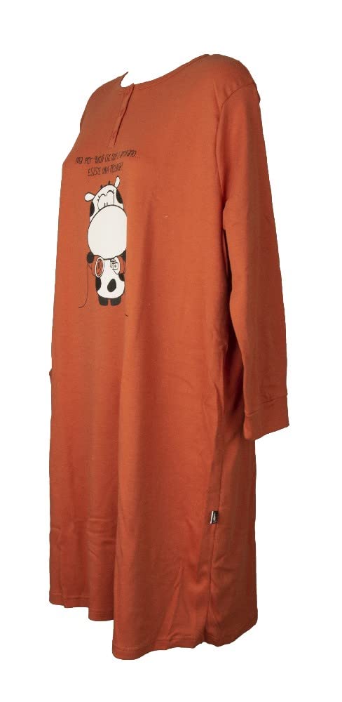 CRAZY FARM camisón de Mujer sobre Talla grande algodón Interlock Invierno Cuello tunecino artículo 15787, 2487 Prolunga Orange, XXL