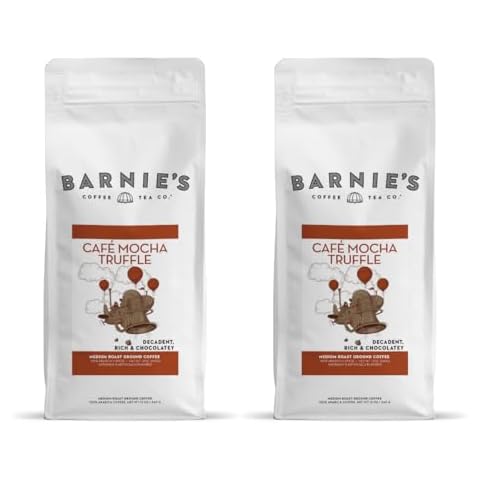 Barnie's Café Mocha Truffle Ground Coffee, Decadent and Rich Chocolate Flavor, Medium Roasted Arabica Coffee Beans, Sugar Free and Nut Free, 12 oz Bag (Pack of 2) Cover