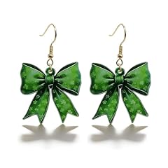 A1-green bow earrings