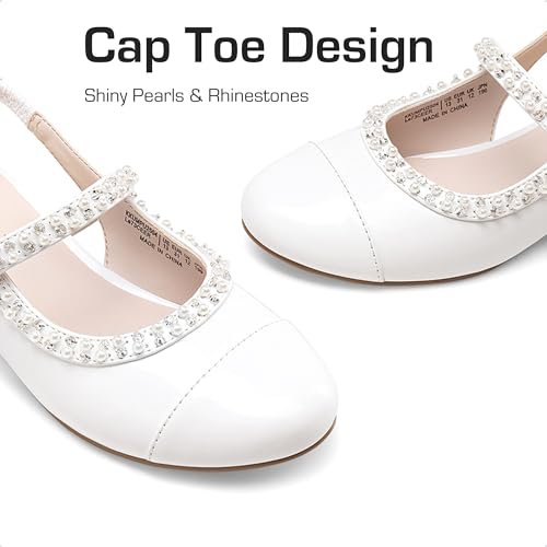 DREAM PAIRS Girls Dress Shoes Slingback Heels Round Toe Pump for Little Big Kids Flower Party Wedding Princess,Size 13 Little Kid,White/Pearl,KKUMPU2504 - image 3