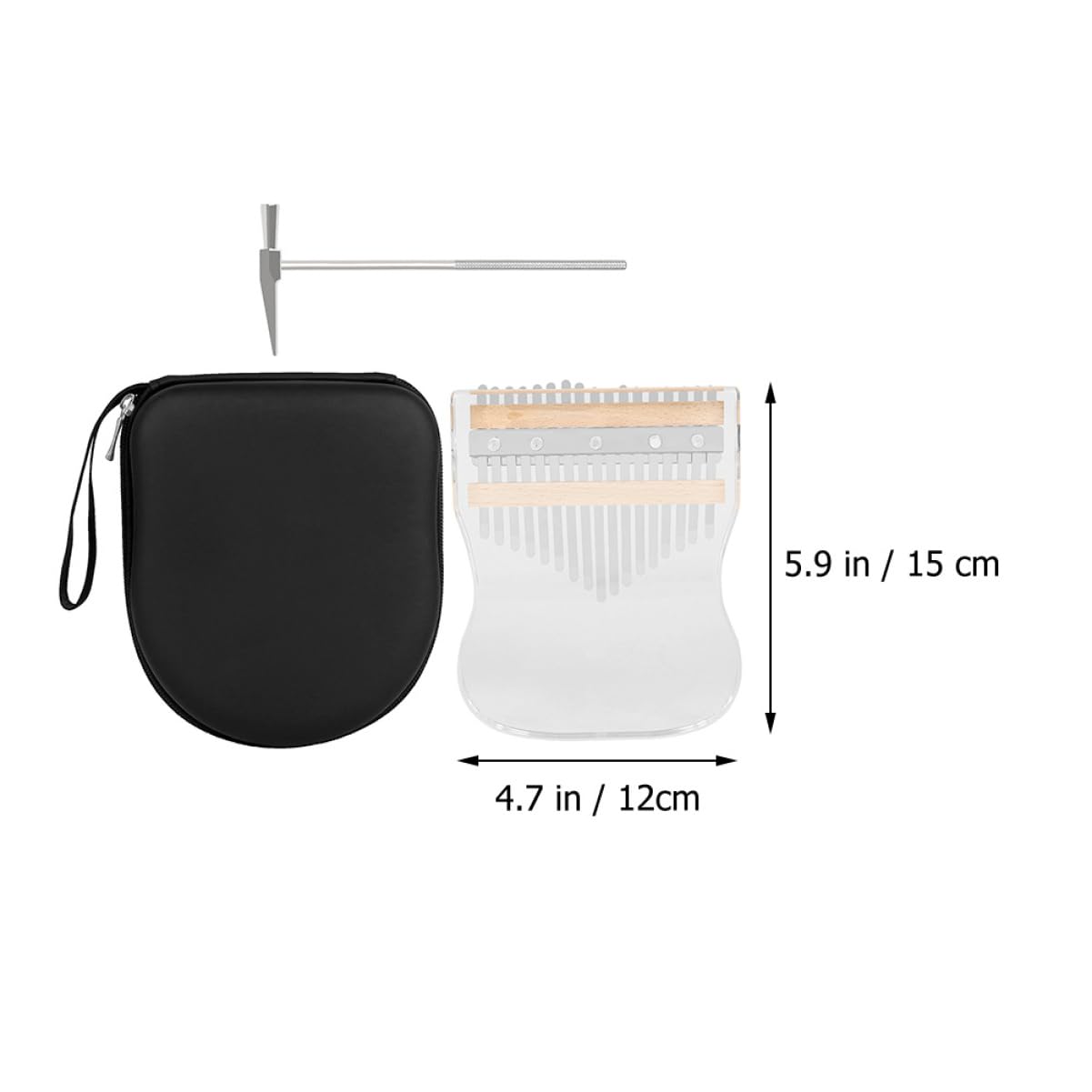 HEMOTON Small Musical Instrument Acrylic 17-key Kalimba Beginner-friendly Portable Case