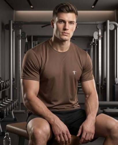 Image of T T Men Dri-Fit Polyester Dot- Knit Fabric| Round Neck | Half Sleeve | Sweat-Wicking Gym & Active Wear Tees
