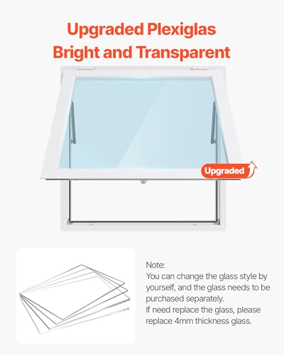 Image of VEVOR Concession Window Aluminum Alloy Frame Service Windows for Food Truck, Up to 85 Degrees Stand Serving Window with Awning Door and Drag Hook(whole piece, 36x36in)