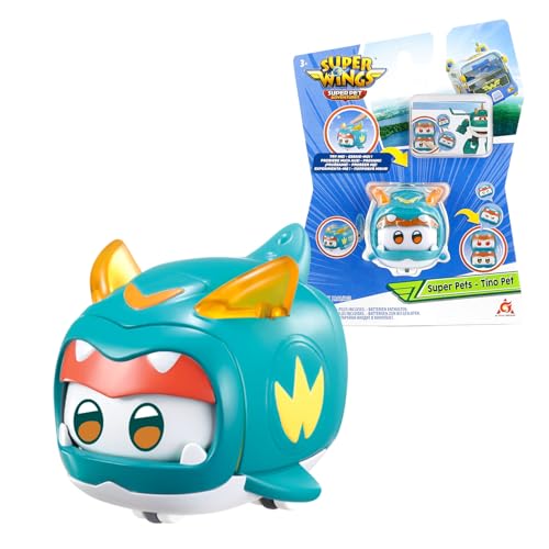 Super Wings Super Pet Tino, Effet Lumineux Scintillant, Jouet pour garçons et Filles de 3 4 5 6 7 8 Ans, Multicolore, 2"