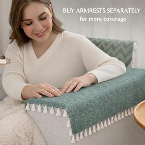 Image of STITCHNEST Jute Sofa Cover - Silk Brown, 24x30 Inch | Soft Textured Fabric with Tassel| Sofa for Living Room Decor
