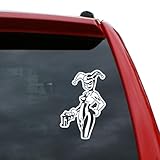 Quinn with Gun Vinyl Decal Sticker | Color: White | 5 inch Tall