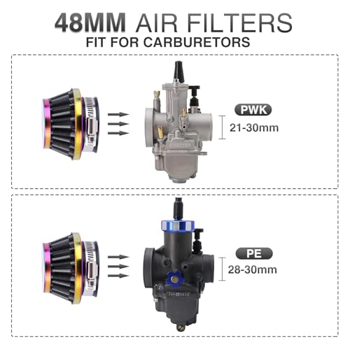 Image of 2PCS Motorcycle 35MM Air Intake Filter Universal Carburetor Air Filter Cleaner for Dirt Pit ATV SSR TTR Bike Breather Filter Fit for Many Different Carburetors (Colorful 48MM)