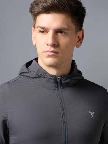 Image of TECHNOSPORT Men's Regular Fit Jacket with Zip Pockets, TS FLEXI Lightweight Windproof Quick Dry Full Sleeve Jacket for Gym Running and Travel