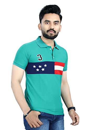 Image of Men's Cotton Embroidred Stretchable Polo T-Shirts Half Sleeves 250 GSM Cotton Regular Fit T-Shirt for Everyday Wear