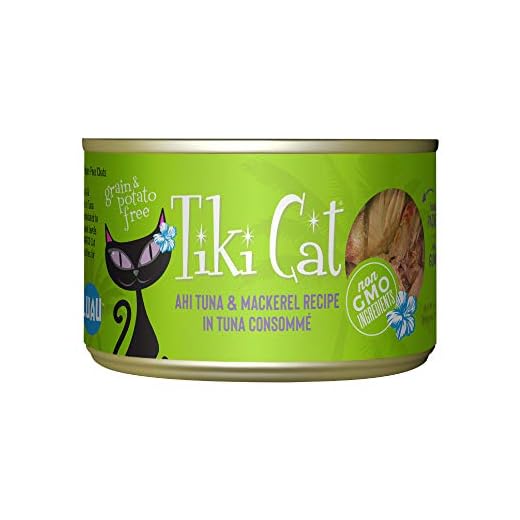 Tiki Cat Luau Grain-Free, Low-Carbohydrate Wet Food with Poultry or Fish in Consomme for Adult Cats & Kittens, 6oz, 8pk, Tuna & Mackerel