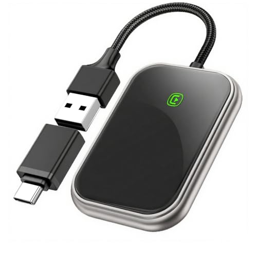 Wireless Carplay Adapter for Apple iPhone [Stable Transmission & No Delay] Convert Wired to Wireless CarPlay Adapter Plug & Play Applies to Cars Since 2016 & Phone with iOS10+ Black