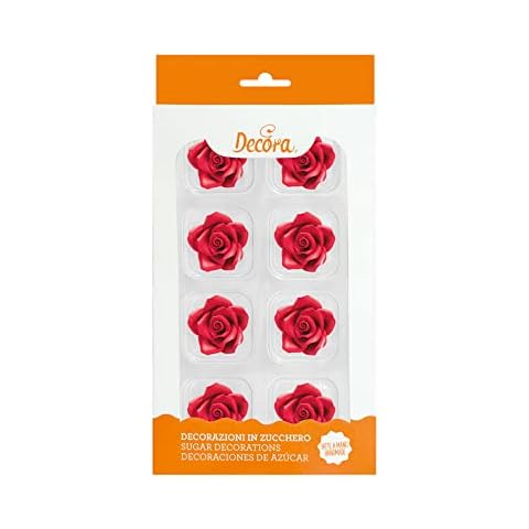 Decora 0500373 8 Sugar Decorations Medium Red Rose Cover