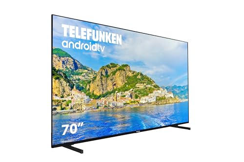 Telefunken 70DTUA724 - Android TV 70 Pulgadas 4K Ultra HD, Diseño sin Marcos, HDR10, Dolby Vision, Bluetooth, Chromecast Integrado, Compatible con Google Assistant, Dolby Atmos