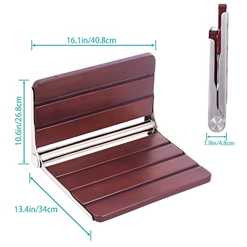 Sgabello Doccia Pieghevole a Muro Legno Massello ,Sedile per Doccia da Parete Ribaltabile 200kg,Sedia da Doccia Disabili e Anziani - Image 7