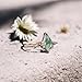 Natural Green Moss Agate Engagement Ring 14k Rose Gold Kite Cut Gemstone Jewelry Gift for Wife Unique Anniversary Ring