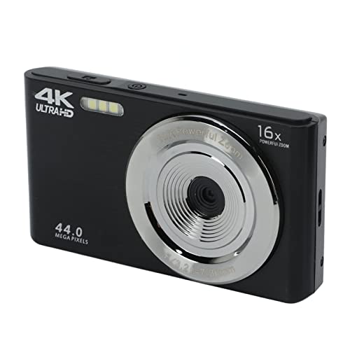 Digital Camera, 4K 44MP Vlogging Camera, Point and Shoot Camera with 16X Digital Zoom, 2.8in LCD Display Shock Proof Compact Portable Mini Cameras for Kids Teenagers Photography (Black) Digital Camera, 4K 44MP Vlogging Camera, Point and Shoot Camera with 16X Digital Zoom, 2.8in LCD Display Shock Proof Compact Portable Mini Cameras for Kids Teenagers Photography (Black)