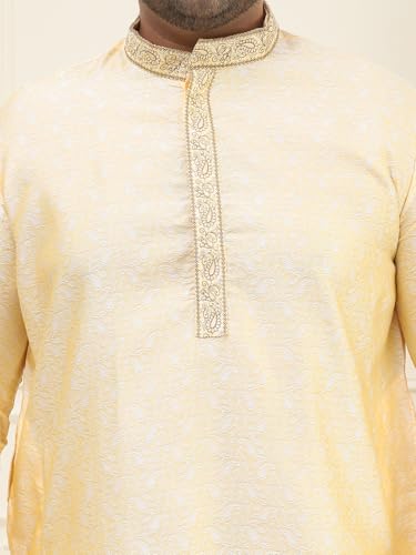 Image of SOJANYA Plus(Since 1958), Men's Silk Blend Self Design ONLY Long Kurta