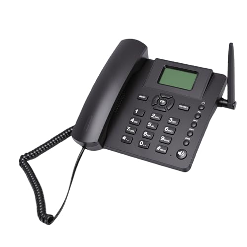 Annadue Teléfono de Escritorio gsm Cuatribanda Inalámbrico, Teléfono Inalámbrico Fijo 2G con Antena, Reloj Despertador, Tarjeta SIM Dual, para Centro Llamadas Casa, Empresa