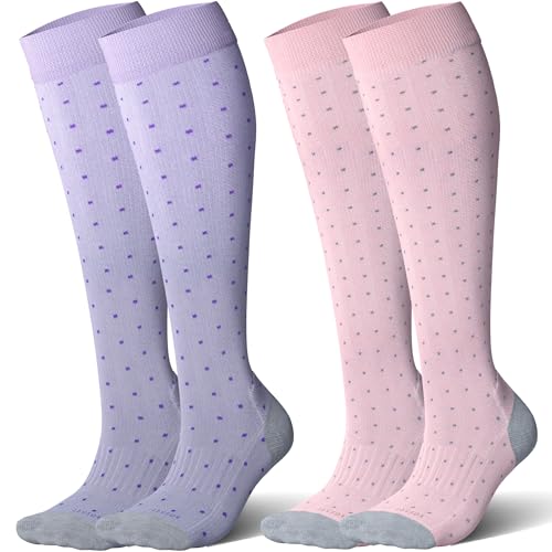 LEVSOX Bamboo Viscose Graduated Compression Socks for Women&Men - Cushioned Knee-High 15-20 mmHg Support Socks